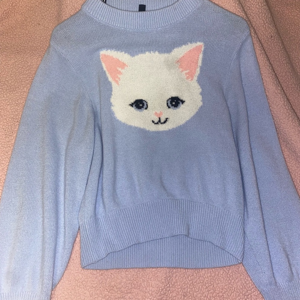 H&M blue kitty sweater